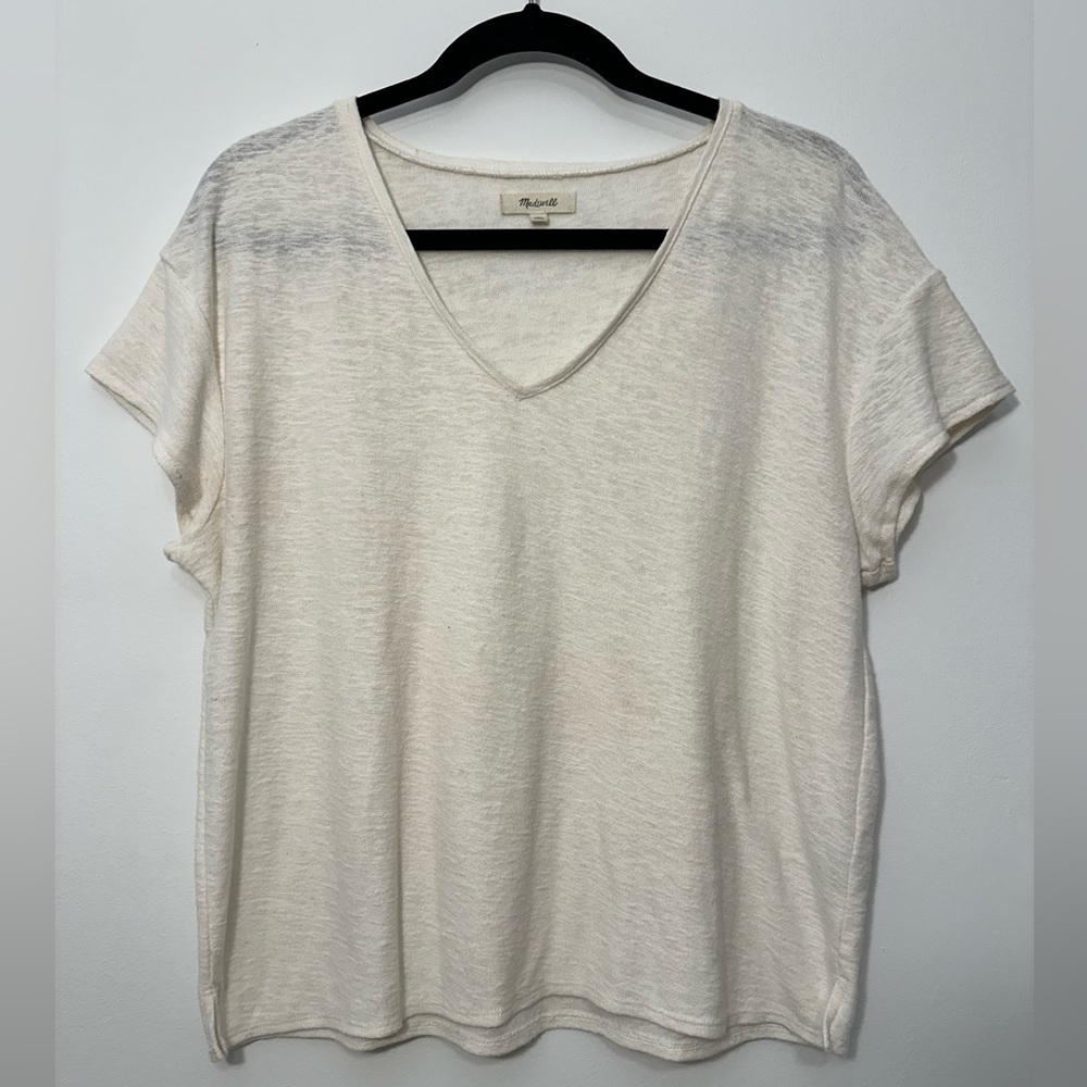 Madewell Women’s Cream V-Neck Tee Size M